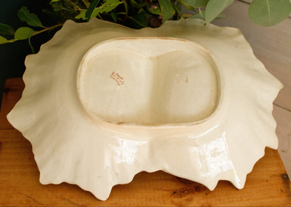 PAVOT K&G (Keller et Guérin) Lunéville French Antique Ironstone Polychrome Display Stand with Handle PRESENTOIR Terre de Fer en Faience