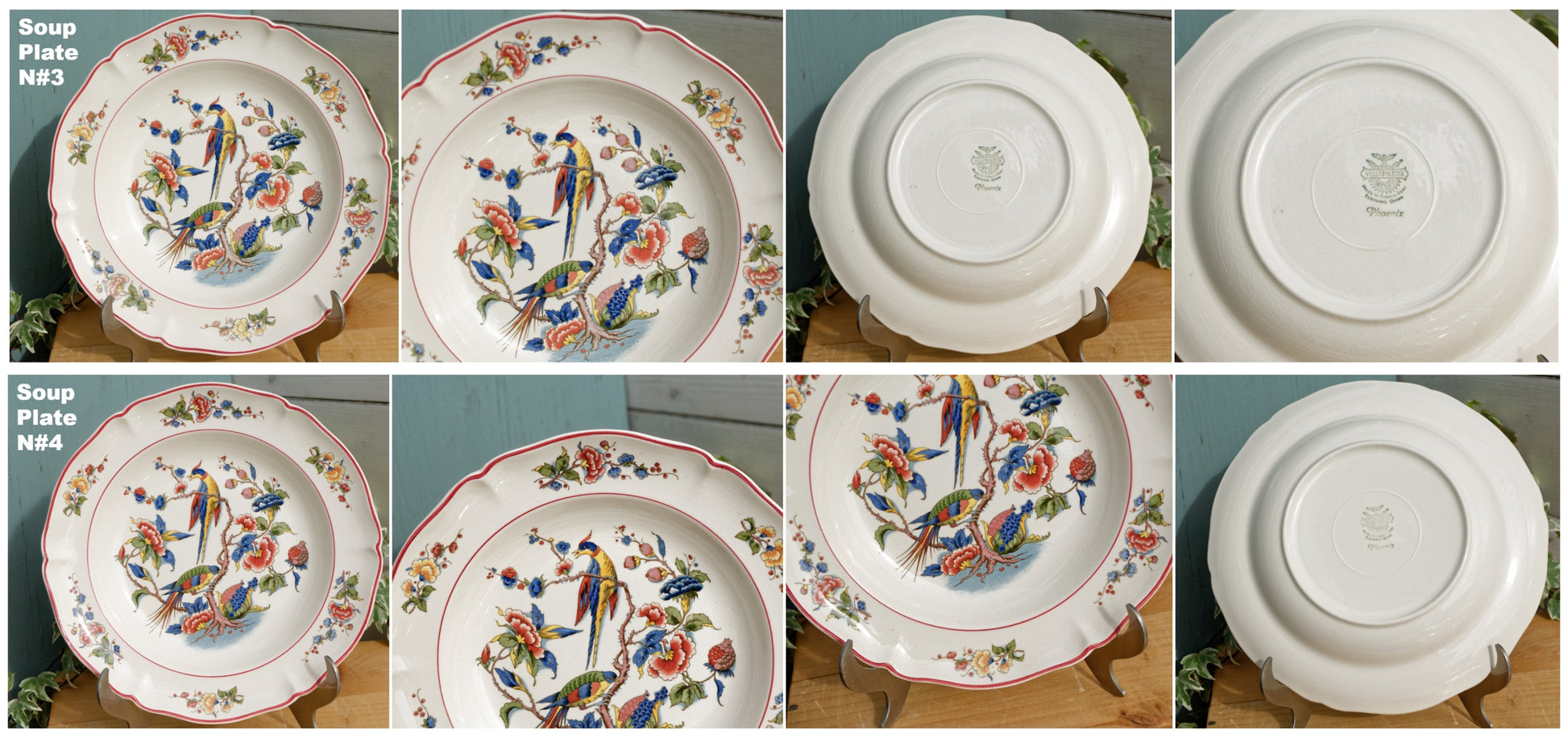 French German Vintage Ironstone Villeroy & Boch Phoenix Motif Terre de fer