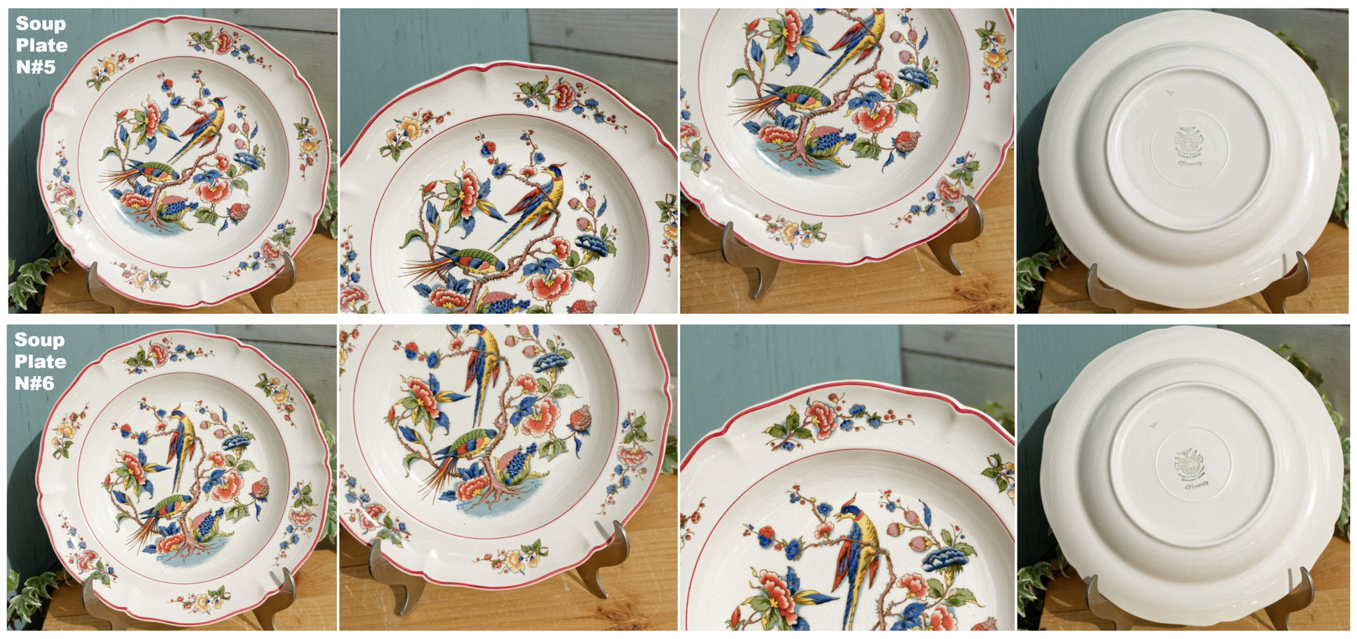 French German Vintage Ironstone Villeroy & Boch Phoenix Motif Terre de fer