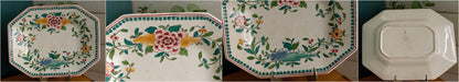 Portuguese Vintage Collectible Ceramica Ironstone Polychrome Covered Soup Tureen Serving Plate & Spoon Ladle "Louche" 4 Piece Set