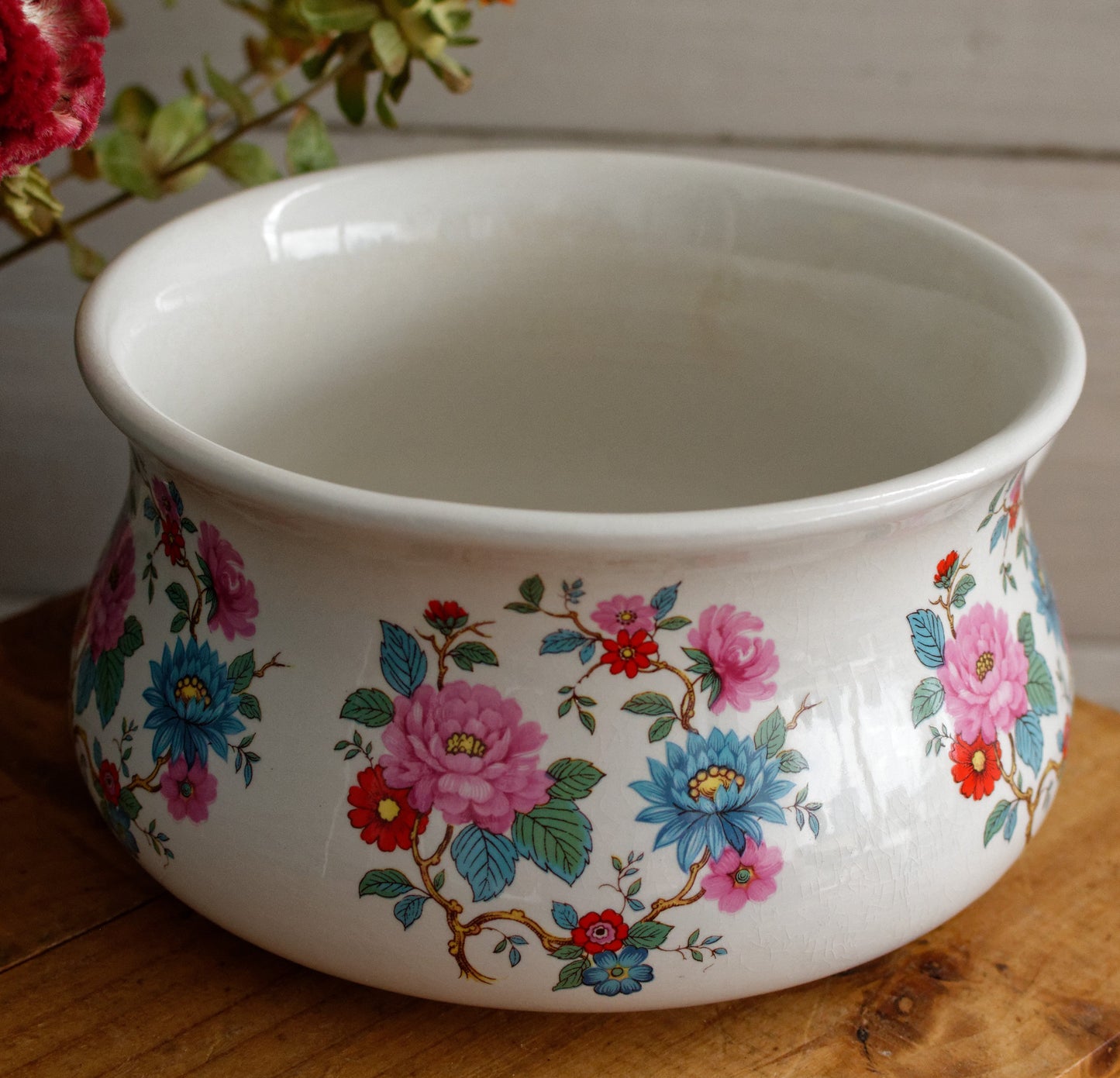 PORTMEIRON Pottery Stoke on Trent English Antique Ironstone Polychrome Floral Small Bathroom Pitcher "Broc de Toilette CRUCHE" MADE in England