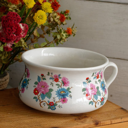 PORTMEIRON Pottery Stoke on Trent English Antique Ironstone Polychrome Floral Small Bathroom Pitcher "Broc de Toilette CRUCHE" MADE in England