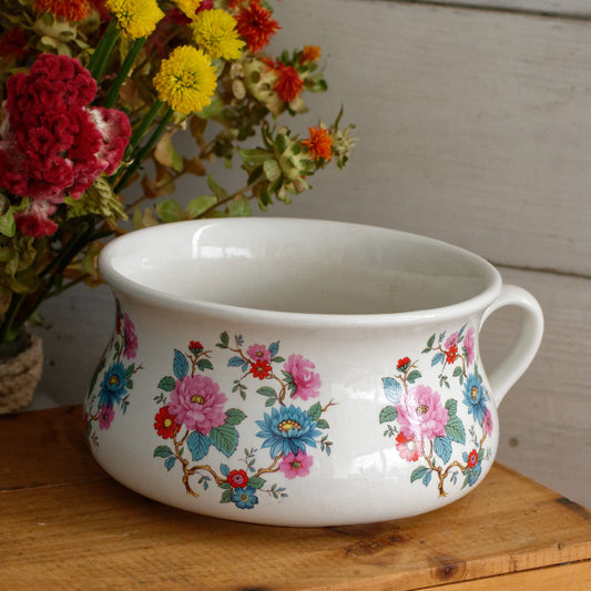 PORTMEIRON Pottery Stoke on Trent English Antique Ironstone Polychrome Floral Small Bathroom Pitcher "Broc de Toilette CRUCHE" MADE in England