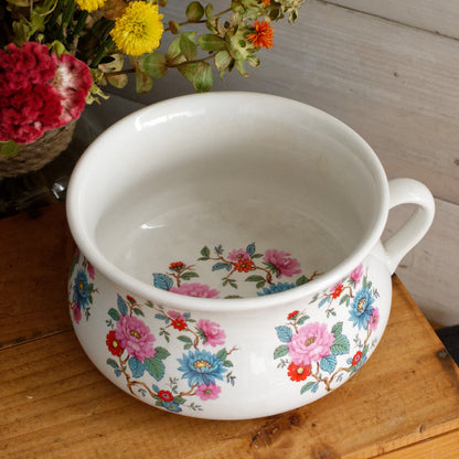PORTMEIRON Pottery Stoke on Trent English Antique Ironstone Polychrome Floral Small Bathroom Pitcher "Broc de Toilette CRUCHE" MADE in England