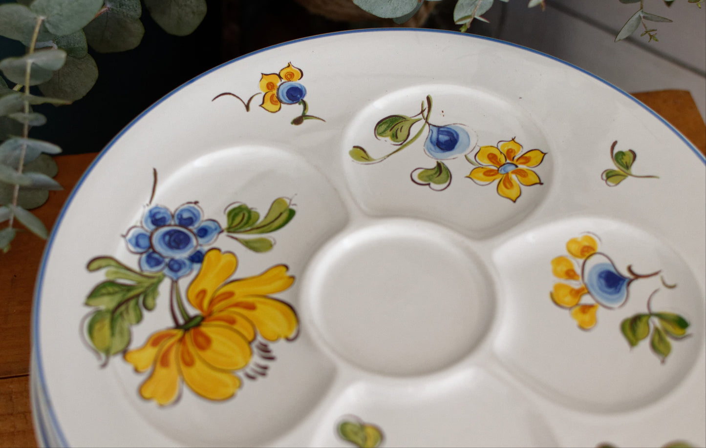 PROVENCE motif Villeroy & Boch Depuis 1748 Vintage Ironstone Fondue Compartment Divider Plate Terre de Fer en Faience