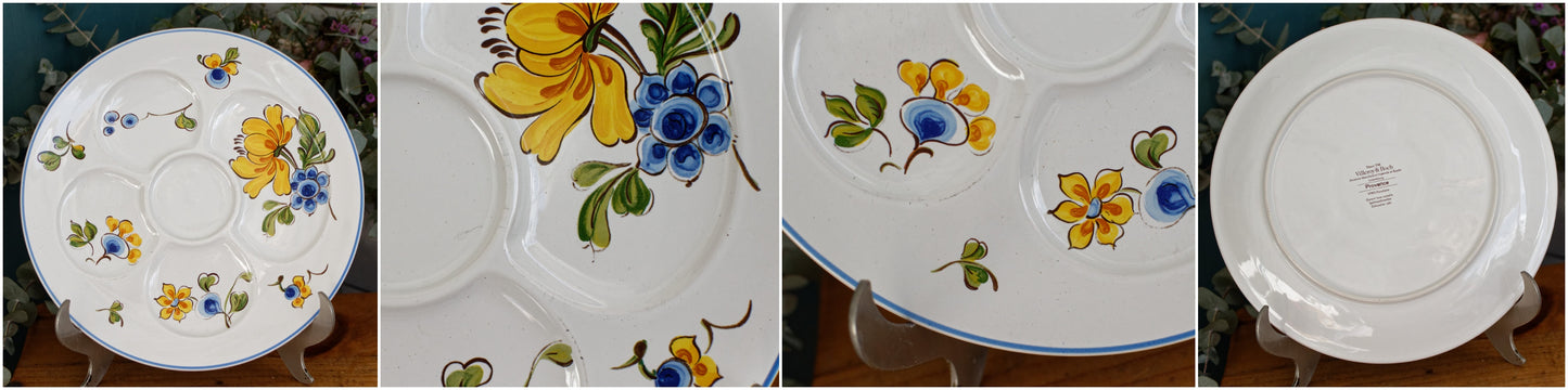 PROVENCE motif Villeroy & Boch Depuis 1748 Vintage Ironstone Fondue Compartment Divider Plate Terre de Fer en Faience