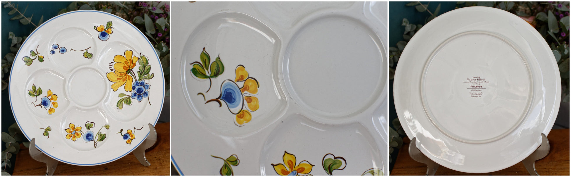 PROVENCE motif Villeroy & Boch Depuis 1748 Vintage Ironstone Fondue Compartment Divider Plate Terre de Fer en Faience