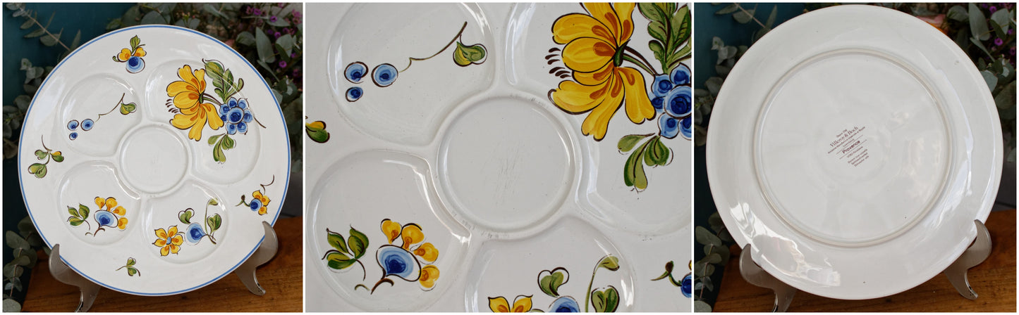 PROVENCE motif Villeroy & Boch Depuis 1748 Vintage Ironstone Fondue Compartment Divider Plate Terre de Fer en Faience