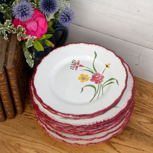 Pierrette E. Charbonnier Salins France french antique ironstone hand painted plate terre de fer