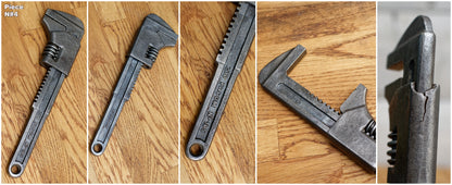 Antique Adjustable Pipe Wrench FACOM WAKEFIELD'S GEDORE Vintage Forged Steel Clé a Cremaillaire Molette Farmhouse Manual Tool