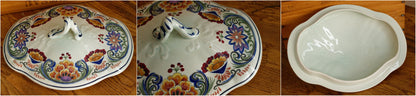 POLYCHROME Boch Belgium Belgian Vintage Ironstone Polychrome Large Serving Tureen Terre de Fer en Faience