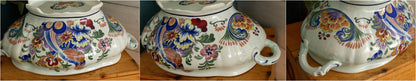 POLYCHROME Boch Belgium Belgian Vintage Ironstone Polychrome Large Serving Tureen Terre de Fer en Faience