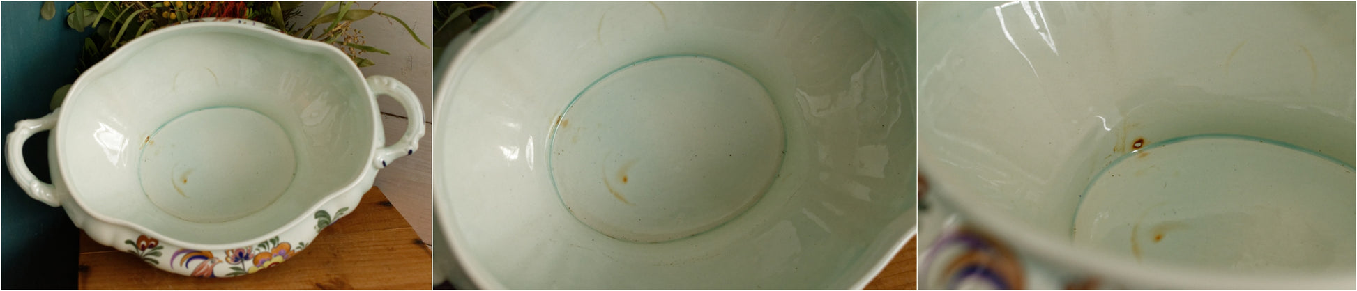 POLYCHROME Boch Belgium Belgian Vintage Ironstone Polychrome Large Serving Tureen Terre de Fer en Faience