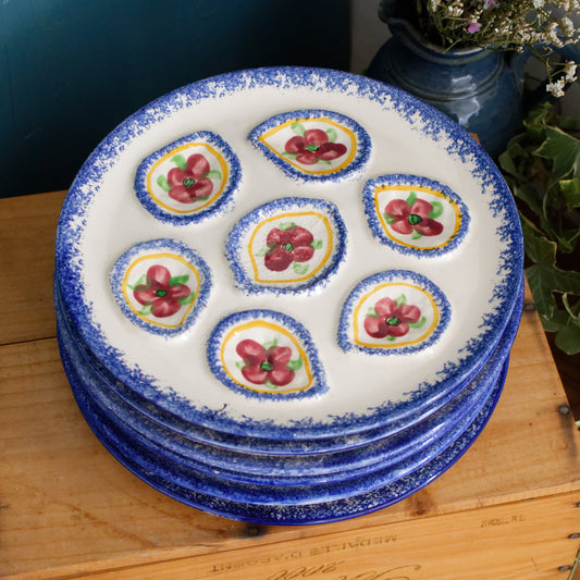 BINIC Peint Main Breton French Vintage Oyster Huître Shellfish Plate Ceramic Majolica