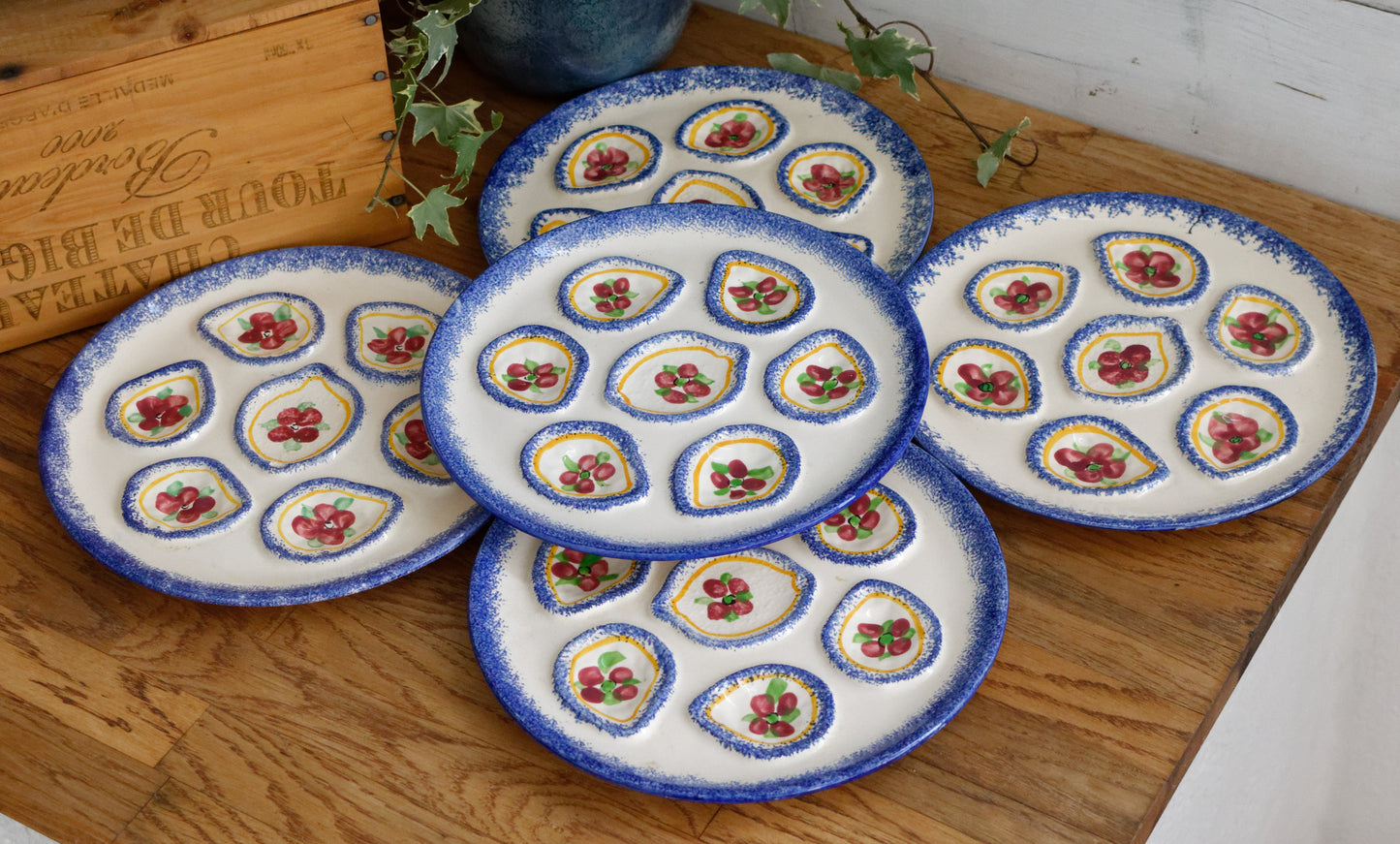 BINIC Peint Main Breton French Vintage Oyster Huître Shellfish Plate Ceramic Majolica