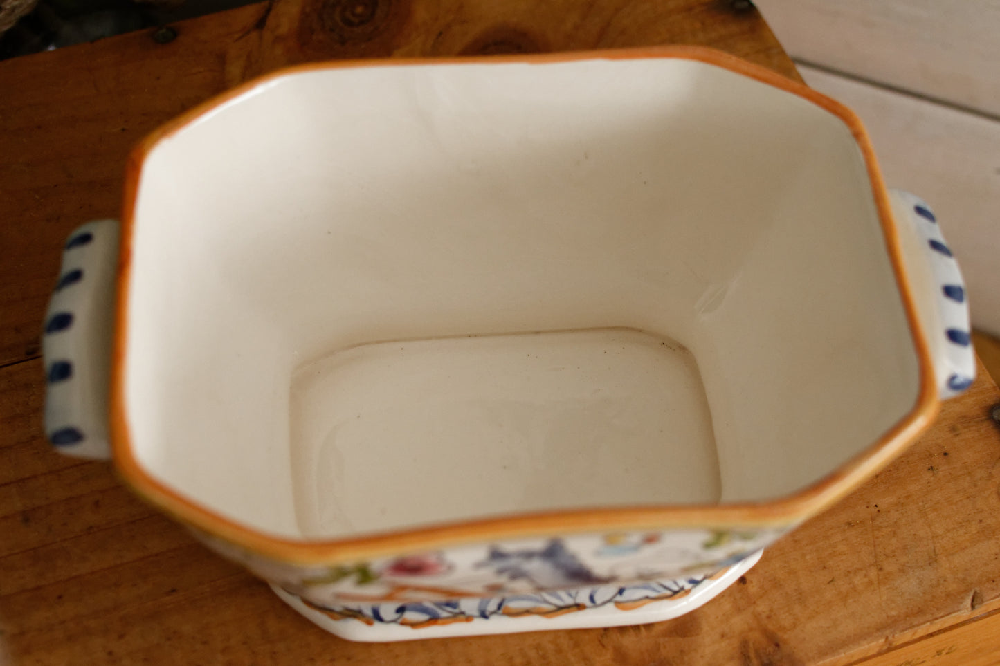 Portuguese Vintage Collectible Ceramica Ironstone Polychrome Covered Sauce Pot Gravy Pot & Spoon Ladle "Louche" Set