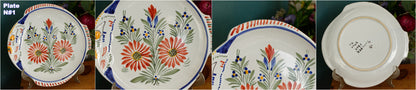 1960s ~ RARE French Vintage HENRIOT QUIMPER Faience Decorative Fish Shaped Plate ~ Handmade Earthware ~ Artist Signed Plate
