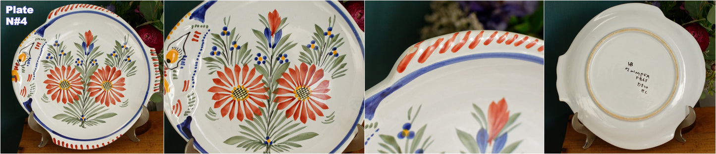 1960s ~ RARE French Vintage HENRIOT QUIMPER Faience Decorative Fish Shaped Plate ~ Handmade Earthware ~ Artist Signed Plate