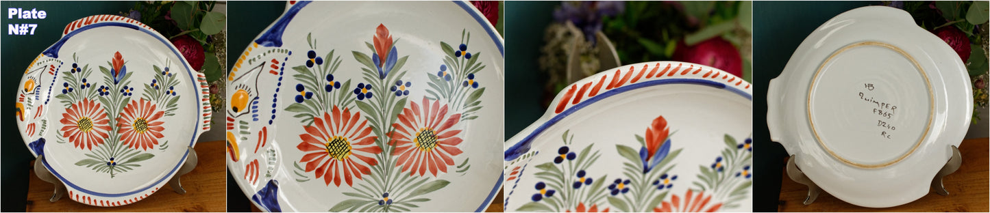1960s ~ RARE French Vintage HENRIOT QUIMPER Faience Decorative Fish Shaped Plate ~ Handmade Earthware ~ Artist Signed Plate