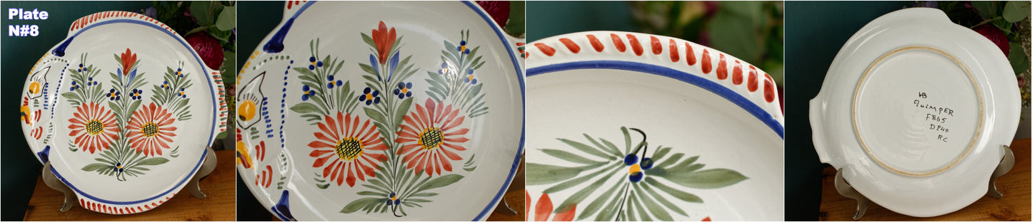 1960s ~ RARE French Vintage HENRIOT QUIMPER Faience Decorative Fish Shaped Plate ~ Handmade Earthware ~ Artist Signed Plate
