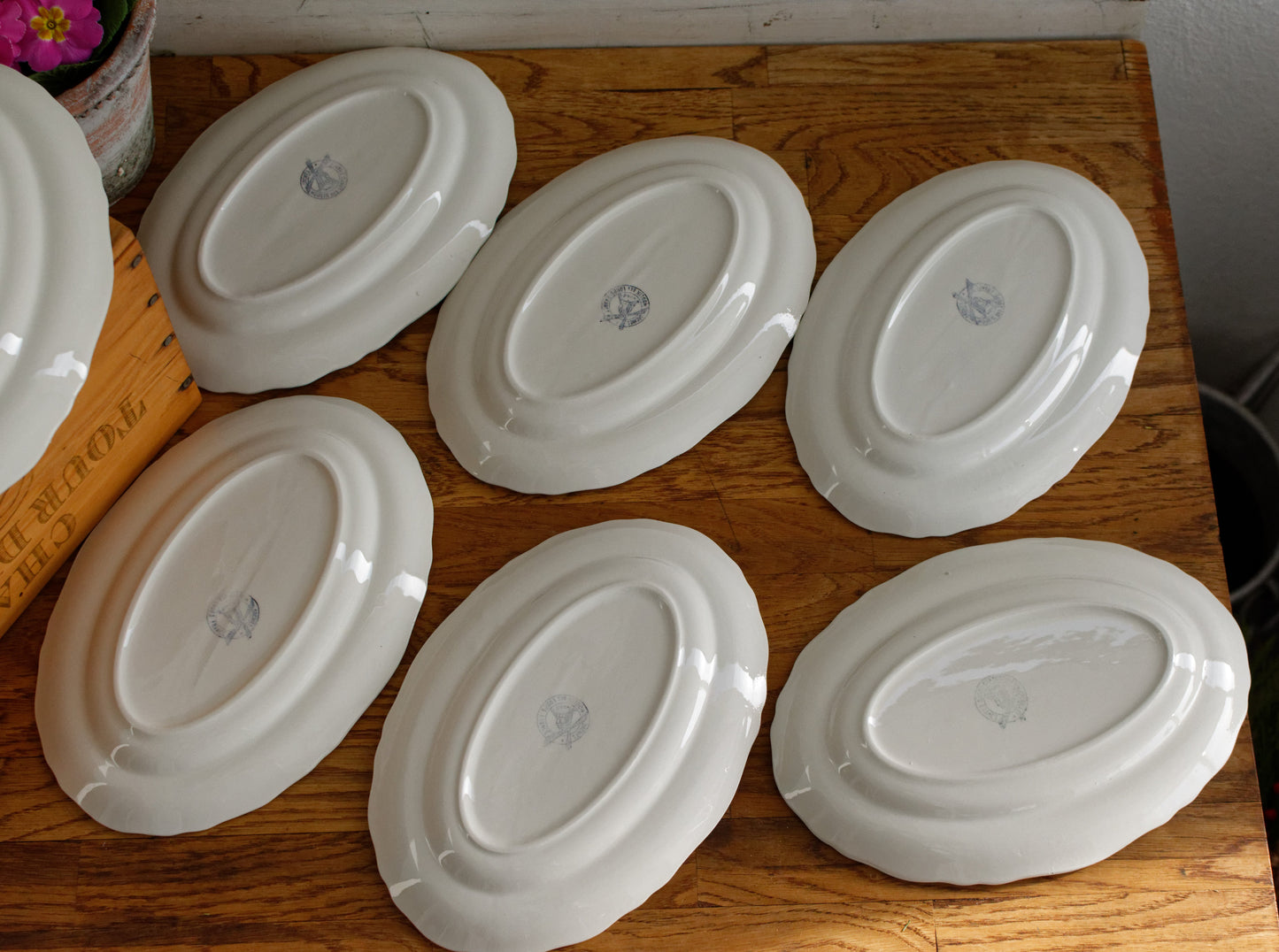 ORCHIES Moulins des Loups NORD French Vintage Ironstone Floral Oval Serving Plate Ravier Terre de Fer Faience