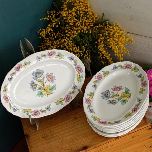 ORCHIES Moulins des Loups NORD French Vintage Ironstone Floral Oval Serving Plate Ravier Terre de Fer Faience