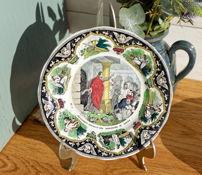 Religious Scenes CREIL et MONTEREAU Medailles D'Or Porcelaine Opaque  French Antique Ironstone Collectible Talking Plate