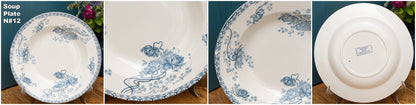 1900s ~ "ROYAT" SARREGUEMINES U&C ~ French Antique Ironstone Blue Transferware Soup Plate ~ Terre de Fer 2