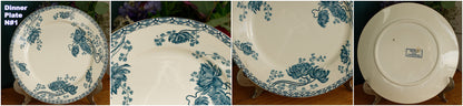ROYAT SARREGUEMINES U&C French Antique Ironstone Blue Transferware Dinner Plate Terre de fer Faience