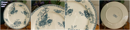 1900年代～「ROYAT」 SARREGUEMINES U&amp;C～フランスアンティーク アイアンストーンブルー トランスファーウェア ディナープレート～テール・ド・フェール