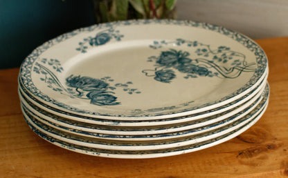 ROYAT SARREGUEMINES U&C French Antique Ironstone Blue Transferware Small Plate Terre de Fer en Faience