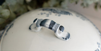 1920s ~ "ROYAT" Sarreguemines U&C ~ French Antique Ironstone Blue Transferware Small Soup Tureen "Soupiere" ~ Terre de Fer en faince