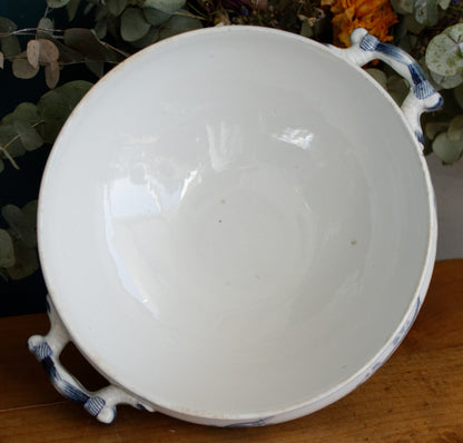 1920s ~ "ROYAT" Sarreguemines U&C ~ French Antique Ironstone Blue Transferware Small Soup Tureen "Soupiere" ~ Terre de Fer en faince