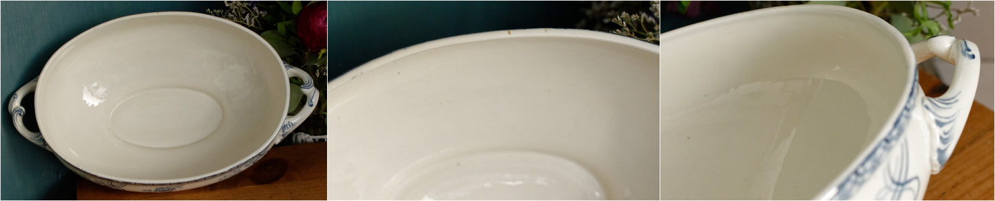 Années 1890/1900 ~ Motif de style « Eglantines » ONNAING ~ Français Antique Ironstone Red Transferware Soup Plate ~ Terre de Fer