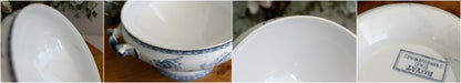 1920s ~ "ROYAT" Sarreguemines U&C ~ French Antique Ironstone Blue Transferware Small Soup Tureen "Soupiere" ~ Terre de Fer en faince