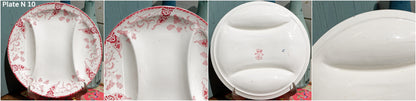 Années 1920 ~ « RAMBOUILLET » LONGWY ~ Français Antique Ironstone Red Transferware Asparagus Plate ~ Terre de Fer