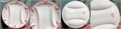 Années 1920 ~ « RAMBOUILLET » LONGWY ~ Français Antique Ironstone Red Transferware Asparagus Plate ~ Terre de Fer