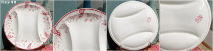 Années 1920 ~ « RAMBOUILLET » LONGWY ~ Français Antique Ironstone Red Transferware Asparagus Plate ~ Terre de Fer