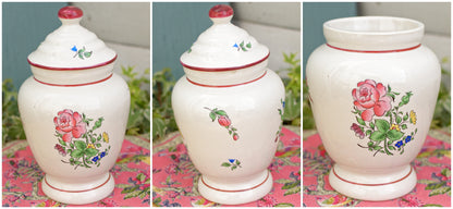 Reververe K&G (Keller et Guérin) Lunéville French Antique Ironstone Hand-Painted Vase w/ Cover Faience Terre de Fer