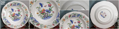 French Ironstone Handpainted soup plate ROUEN Sarreguemines terre de fer