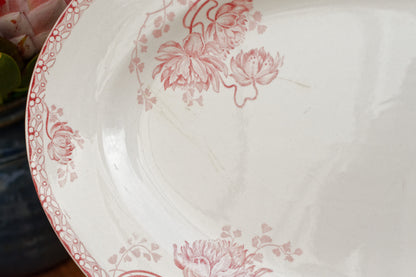 ROYAT Motif Sarreguemines U&C French Antique Ironstone Red Transferware Serving Plate Bowl Terre de Fer Faience