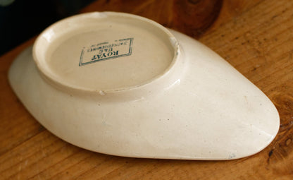 1920s ~ "ROYAT" Sarreguemines U&C ~ French Antique Ironstone Blue Transferware Small Oval Serving Plate "RAVIER" ~ Terre de Fer en Faience