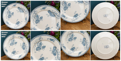 Royat Sarreguemines U&C French Antique Ironstone Blue transferware Dinner Plate Terre de Fer Faience