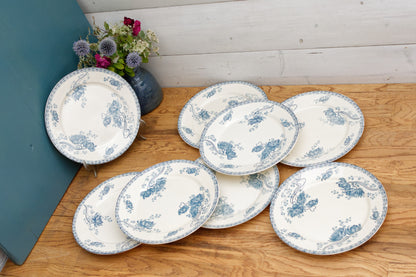 Royat Sarreguemines U&C French Antique Ironstone Blue transferware Dinner Plate Terre de Fer Faience