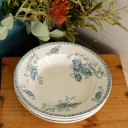 French Antique Ironstone Plate Royat Motif Sarreguemines UC Terre de fer en faience.  Ancienne Assiette