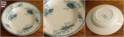 ROYAT SARREGUEMINES U&C French Antique Ironstone Blue Transferware Soup Terre de Fer Faience