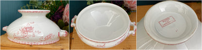1920s~ "ROYAT" Sarreguemines U&C ~ French Antique Ironstone Red Transferware Soup Tureen "Soupiere" ~ Terre de Fer