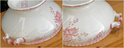 1920s~ "ROYAT" Sarreguemines U&C ~ French Antique Ironstone Red Transferware Soup Tureen "Soupiere" ~ Terre de Fer