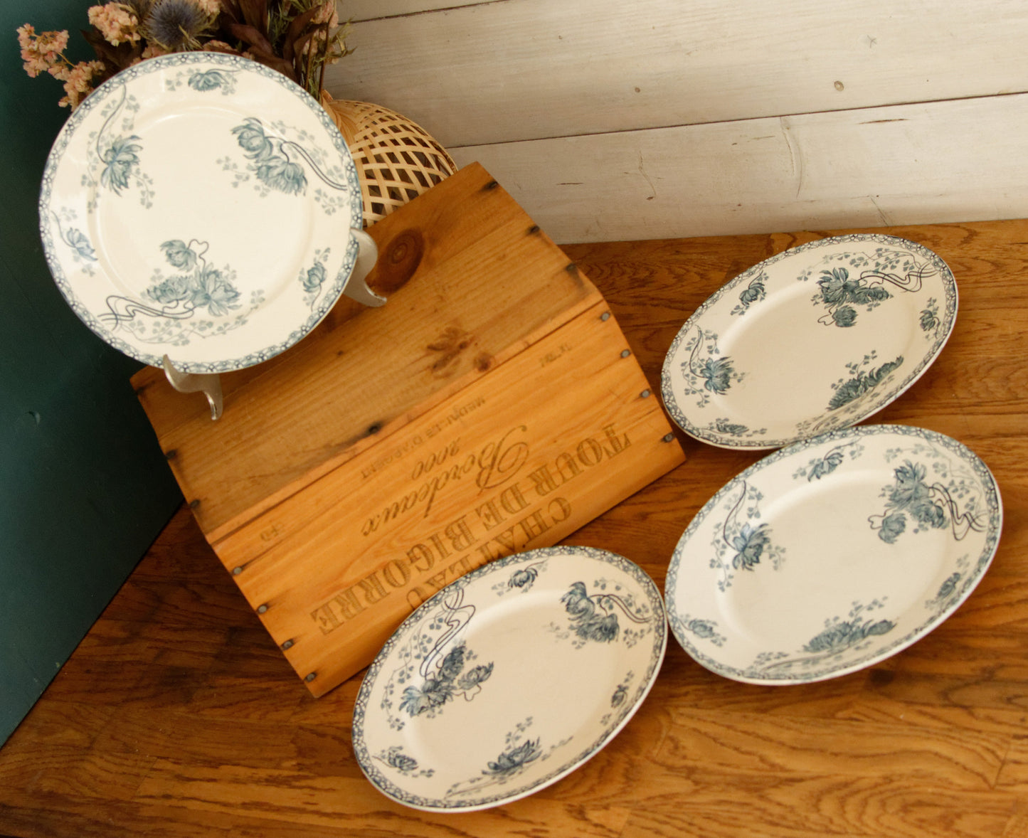 1900s ~ "ROYAT" SARREGUEMINES U&C ~ French Antique Ironstone Blue Transferware Dinner Plate ~ Terre de fer