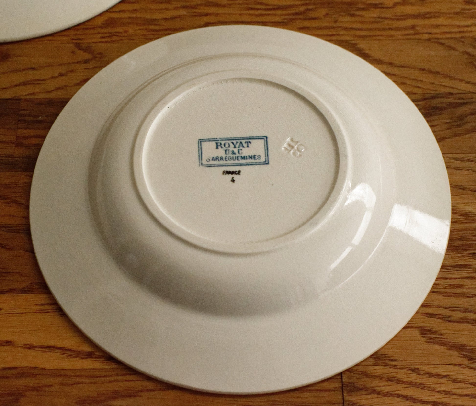 ROYAT SARREGUEMINES U&C French Antique Ironstone Blue Transferware Soup Terre de Fer Faience